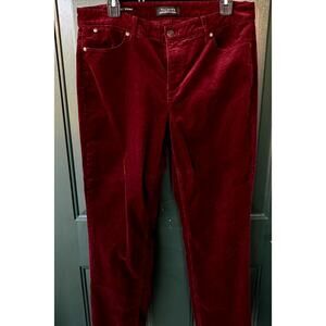 Talbots Flawless Five Pocket Fine Corduroy Straight Leg Pants Sz 10 Wine Maroon